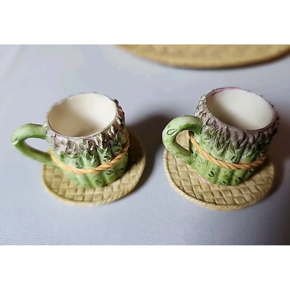 VTG '95 Young's Asparagus Tea Set Doll House Fairy Garden Mini Tea Set Fun Gift